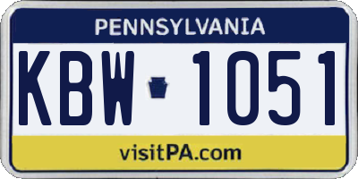 PA license plate KBW1051