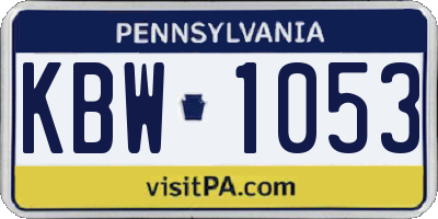 PA license plate KBW1053