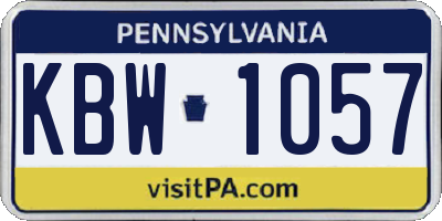 PA license plate KBW1057