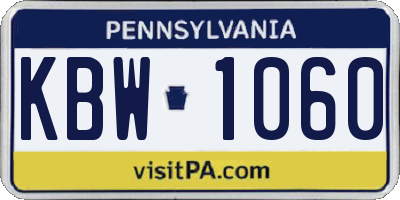 PA license plate KBW1060