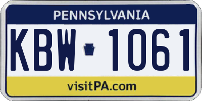 PA license plate KBW1061