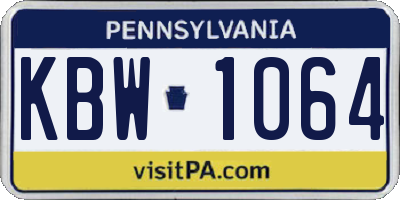 PA license plate KBW1064