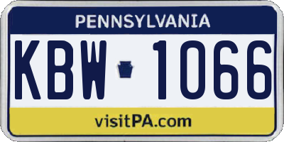 PA license plate KBW1066