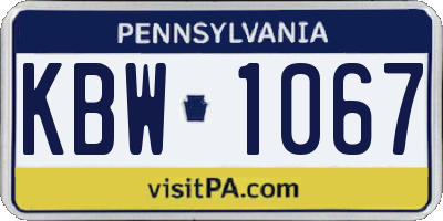 PA license plate KBW1067