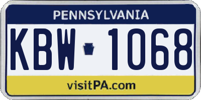PA license plate KBW1068