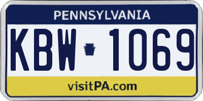PA license plate KBW1069