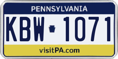 PA license plate KBW1071