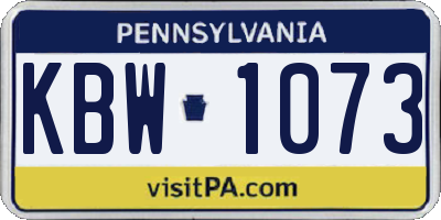PA license plate KBW1073