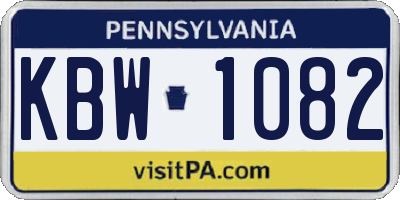 PA license plate KBW1082