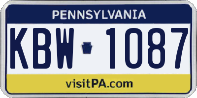 PA license plate KBW1087