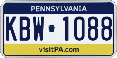 PA license plate KBW1088