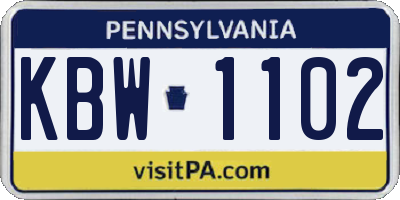 PA license plate KBW1102