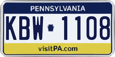 PA license plate KBW1108