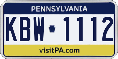 PA license plate KBW1112