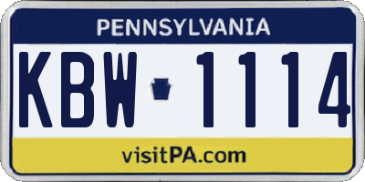 PA license plate KBW1114