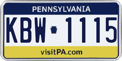 PA license plate KBW1115