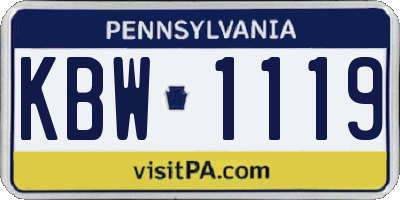 PA license plate KBW1119