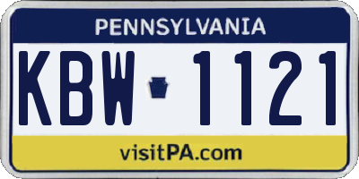 PA license plate KBW1121
