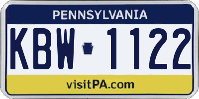 PA license plate KBW1122