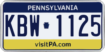 PA license plate KBW1125
