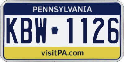 PA license plate KBW1126