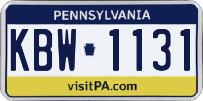 PA license plate KBW1131