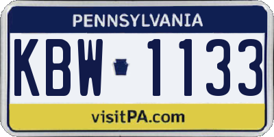 PA license plate KBW1133