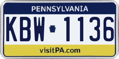 PA license plate KBW1136