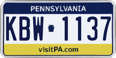 PA license plate KBW1137