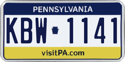 PA license plate KBW1141