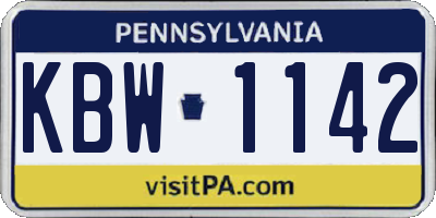 PA license plate KBW1142