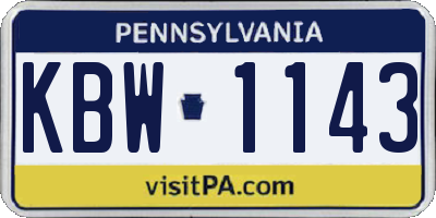 PA license plate KBW1143
