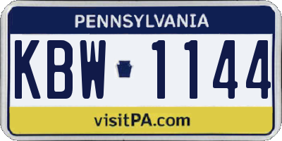 PA license plate KBW1144