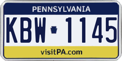 PA license plate KBW1145