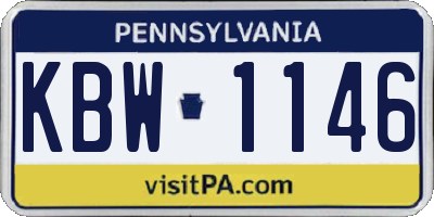 PA license plate KBW1146