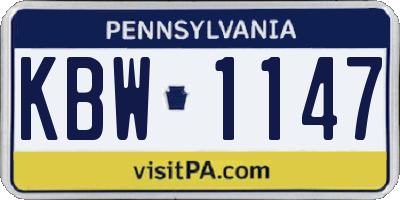 PA license plate KBW1147