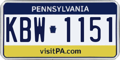 PA license plate KBW1151