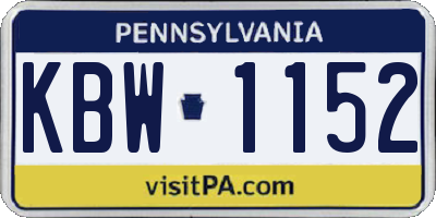 PA license plate KBW1152