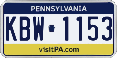 PA license plate KBW1153