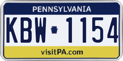 PA license plate KBW1154