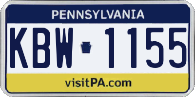 PA license plate KBW1155