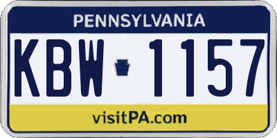 PA license plate KBW1157