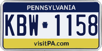 PA license plate KBW1158