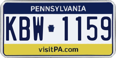 PA license plate KBW1159