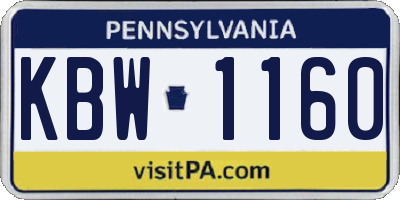 PA license plate KBW1160
