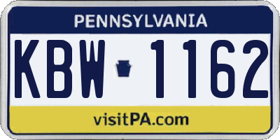PA license plate KBW1162