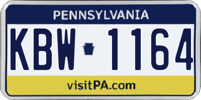 PA license plate KBW1164