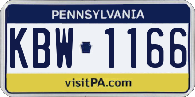 PA license plate KBW1166