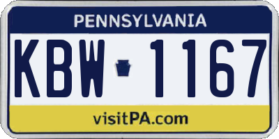 PA license plate KBW1167