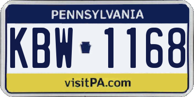 PA license plate KBW1168
